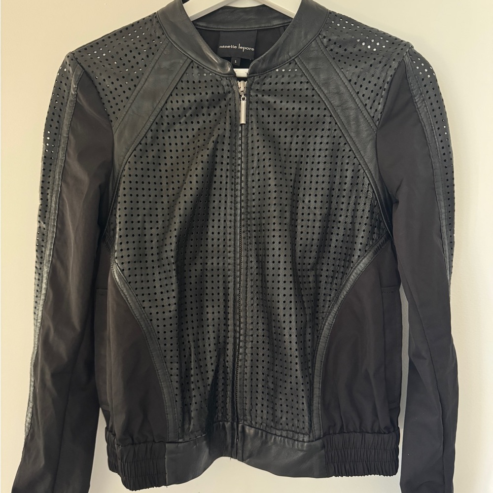 Nanette Lepore Black Leather Jacket Size S